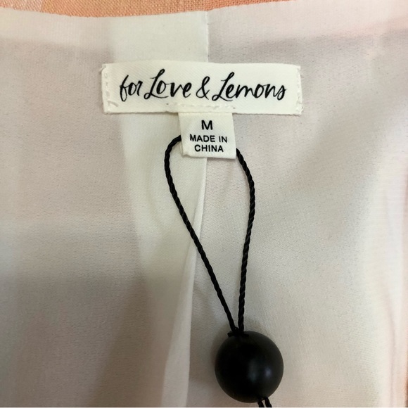 NWT For Love & Lemons Eugenie Cropped Plaid Blazer Jacket Peach Apricot Pastel M - Picture 8 of 10